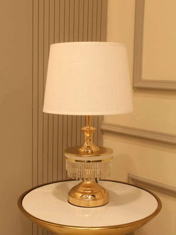 TABLE LAMP CRYSTAL FRINGE GOLD (0204)