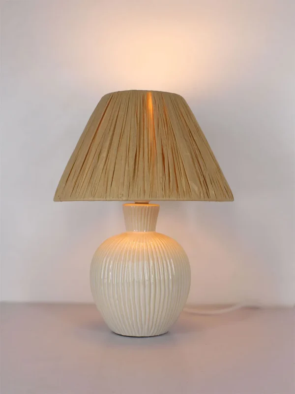 TABLE LAMP FEATURES WHITE TEXTURED CERAMIC BASE (25C130-B)