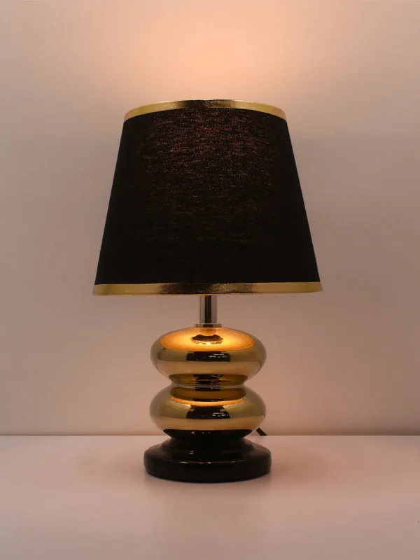 TABLE LAMP WITH FABRIC SHADE BLACK & GOLD (KW20174-BLACK)
