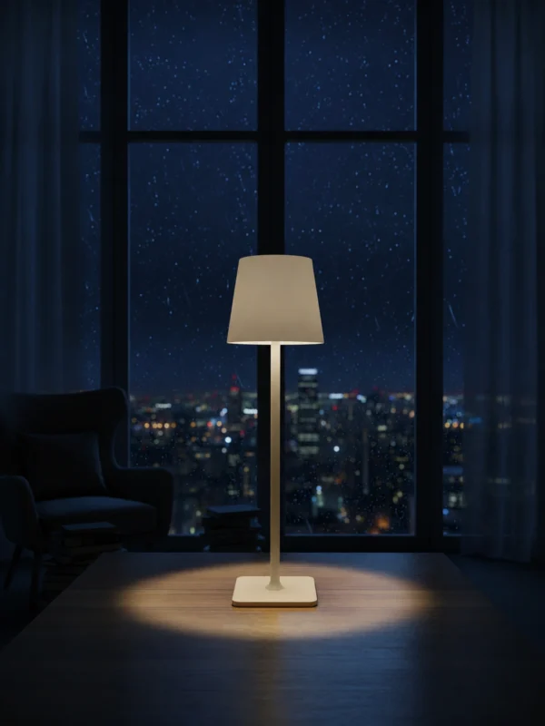 WHITE SQUARE TABLE LAMP (T-77)