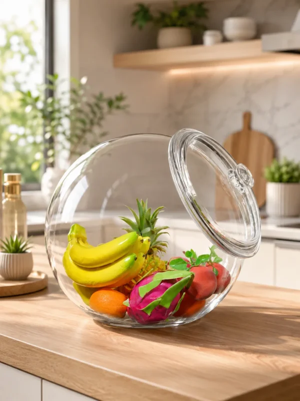 LARGE ROUND GLASS FRUIT STORAGE JAR WITH LID (FB400-6A)