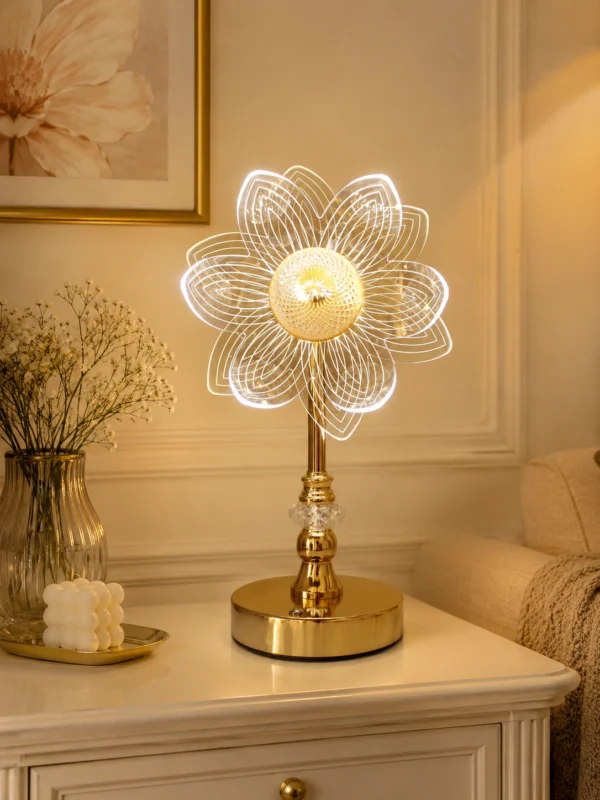 LOTUS CRYSTAL FLOWER TABLE LAMP (Q25)