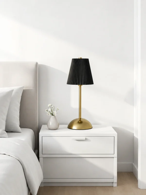 MODERN PLEATED BLACK CORDLESS LAMP (KW3026-BLACK)