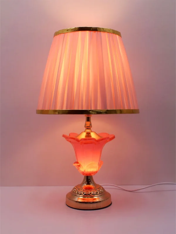 PINK CRYSTAL TABLE LAMP WITH SHADE (KW7203-PINK)