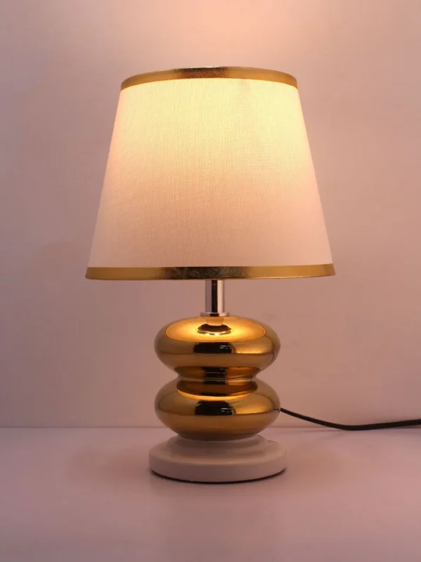 TABLE LAMP WITH FABRIC SHADE WHITE & GOLD (KW20174-WHITE)