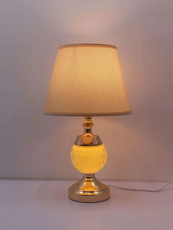 GOLD CRYSTAL GLASS TABLE LAMP WITH FABRIC SHADE (KW86021)