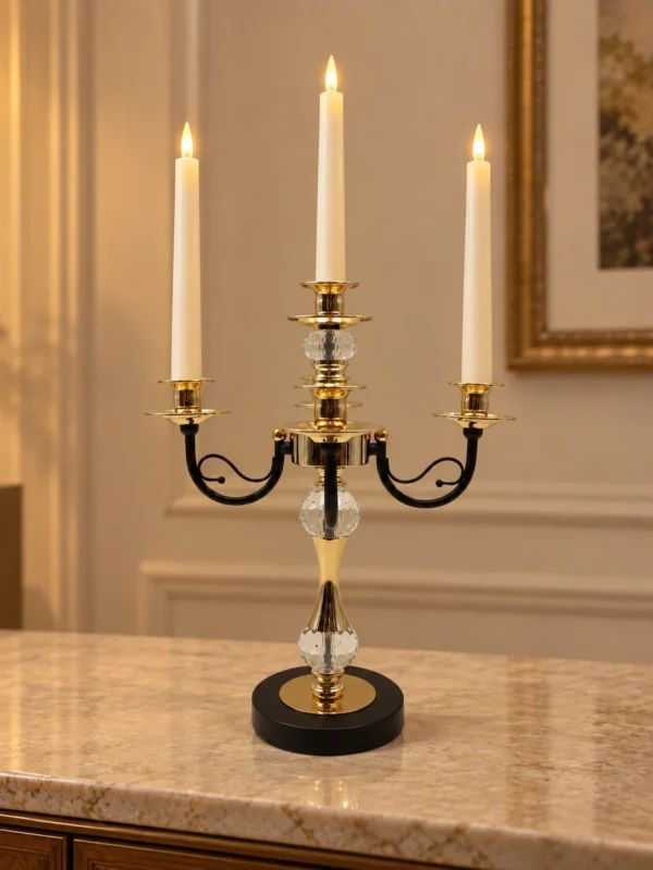 REGAL CRYSTAL THREE-ARM CANDELABRA (AH-305)